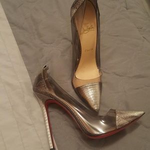 Christian Louboutin Snakeskin & PVC, fits like 37